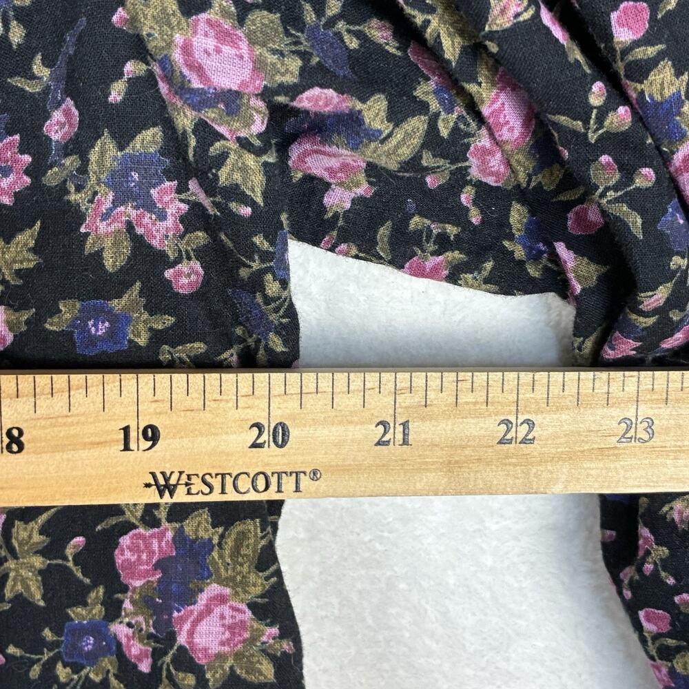 Free People Top Womens S Black Pink Floral Shirt Cottage Boho Summer Western - Picture 7 of 11